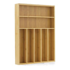 JoyJolt Bamboo Drawer Organizer, 7-Compartment Silverware Organizer, Cutlery and Utensil Organizer, Drawer Organizers for Garage, Kitchen, and Bathroom, Organizer Drawers for Kitchen Utensils