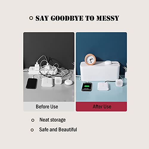 Cable Management Box,Cord Organizer Box for Home and Office System to Cover and Hide & Power Strips & Cords,Surge Protector (Small, White) - color: White, size: Small