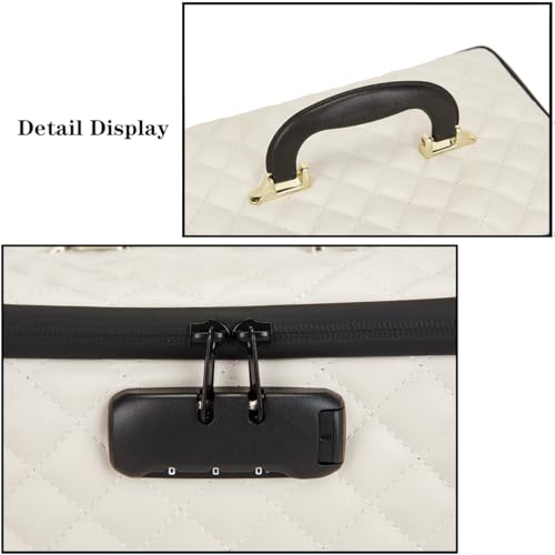 KaAutoler Portable makeup box with Lock, Large Capacity Travel Makeup Case Organizer, Makeup Bags for Girls Traveling With Handle and Divider Makeup Bag (off-white) - color: off-white