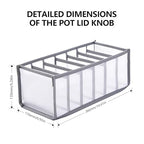 Wardrobe Clothes Organizer for Drawers - 7 Grids Mesh Pants Storage Box, Foldable Closet Compartment Separators for Jeans, T-Shirts, Leggings & Sweaters, Washable Clothing Divider (Gray, 1 Pack)