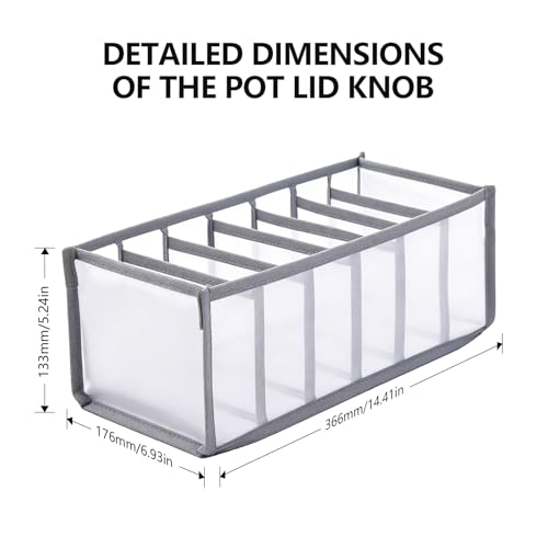 Wardrobe Clothes Organizer for Drawers - 7 Grids Mesh Pants Storage Box, Foldable Closet Compartment Separators for Jeans, T-Shirts, Leggings & Sweaters, Washable Clothing Divider (Gray, 1 Pack)