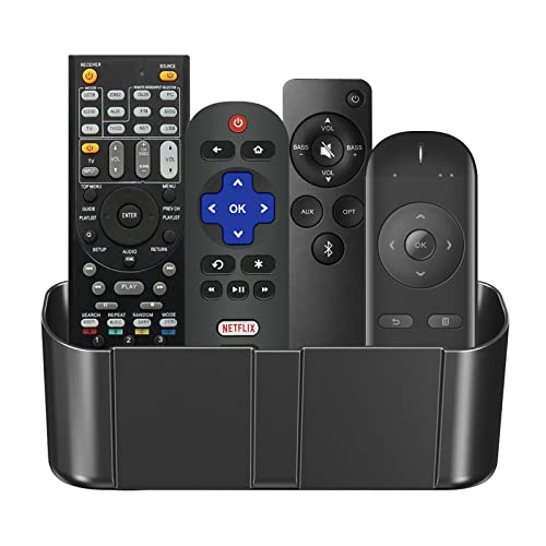 suptek Remote Control Holder Wall Mount，Hole-Free TV Remote Holder for 3 or 4 Remotes, Black, Quantity 1, S4B - color: Black