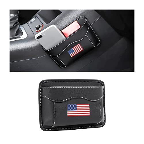 Moly Magnolia Car Seat Side Pocket Organizer, American Flag PU Leather Storage Bag, Pen Phone Holder Tray Pouch Seat Gap Filler, Interior Accessories for Auto Door Window Console (MultiColor/Flag) - color: MultiColor/Flag