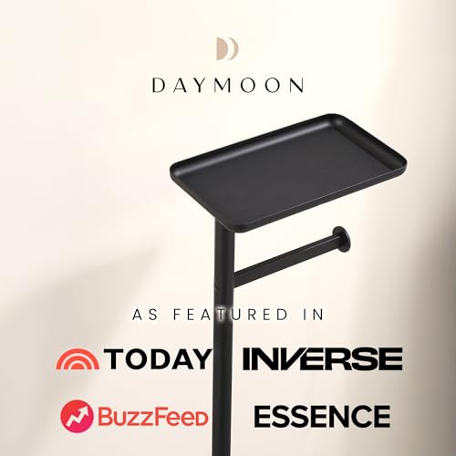 Day Moon™ - Toilet Paper Holder - Modern Roll Holder for Bathroom - 1 Pack - Free Standing - with Shelf, Black - color: Matte Black, size: Free Standing 1 Pack