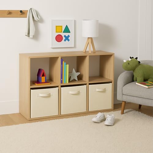 PowerKing Collapsible Storage Cubes with Handles, Fabric Foldable Bins for Closet Shelves, Durable Organization Storage Bins, 10.5'' x 11'' x 10.5'', 6 Pack, Cream - color: Cream, size: 6Pack