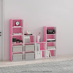 Furinno Luder Bookcase / Book / Storage, 2-Tier, Pink/White - color: White/Pink, size: 2-Tier, 9 x 16 x 21