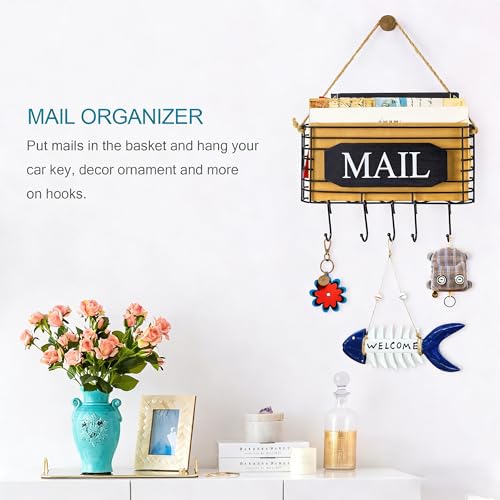 SRIWATANA Mail Key Holder for Wall, Mail Organizer Wall Mount, Small Size, Black - color: Black, size: Small
