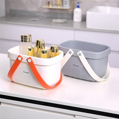 JiatuA Plastic Storage Basket with Handle Portable Shower Caddy Tote Organizer Basket Bin for Bathroom Kitchen Dorm Room Bedroom, Small Grey - color: Grey, size: Small