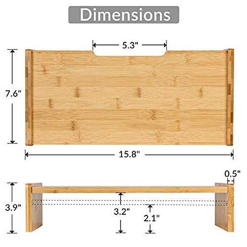 KINLINK Solid Wood Monitor Stand Riser, Monitor Riser with 2 Adjustable Height, 15.8 inch Computer Riser for Computer, iMac, PC, Printer, Computer Monitor Stand for Home & Office, Natural - color: light brown