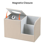 Square Tissue Box Cover with 2 Compartments Storage Organizer, PU Leather Tissue Box Holder with Remote Control Holder for Livingroom Nightstand, Multifunctional Cube Tissue Holder (Beige) - color: Beige