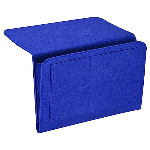 PATIKIL 13in Bedside Caddy, Bed Caddy Bedside Organizer Hanging 5 Pocket Soft Felt Bed Pockets Bedside Storage Organizer Remote Control Holder for Bedroom Phones Glasses, Blue - color: Blue, size: 12.6*8.6inch