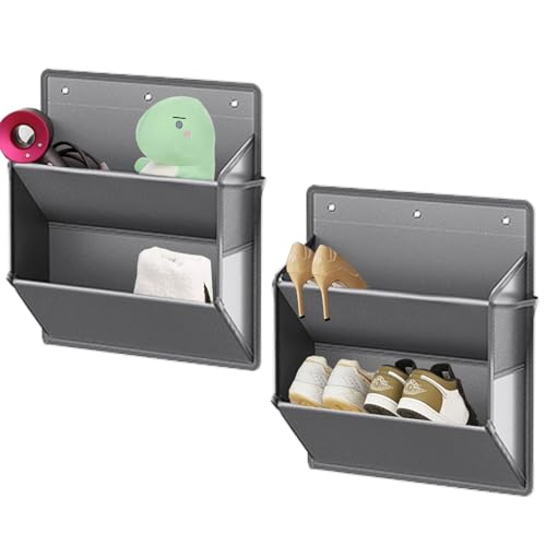 2 Pack RV Shoe Storage with Adhesive hook,Over the Door Shoe Rack,Heavy Duty Oxford Fabric Wall Hanging Organizer with Large Deep Pocket for Camper,Narrow Space Saving Closet Organizers(Grey, 2-Grids) - color: Grey, size: 2-Grids