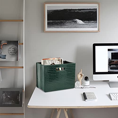 HofferRuffer Magazine Basket Holder, Foldable Magazine Rack, Document File Holder Organizer, File Folder, Newspaper Storage Bin Organizer for Home or Office (Green) - color: Green