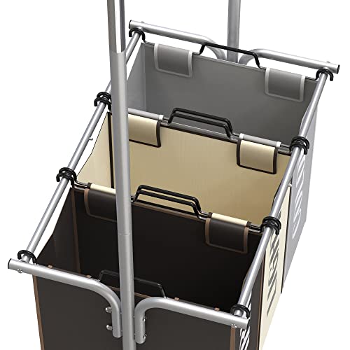 Simple Houseware 3-Bag Laundry Sorter with Extensible Clothes Hanging Rod, 3-Logoed Multi Color Bags - color: Multi