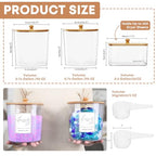 COAZEX 3 Pack Laundry Powder Container & Dryer Sheet Holder, Large Plastic Laundry Room Organization and Storage Jars with Lids, Labels & Scoops for Powder, Detergent, Scent Booster - color: B-Clear