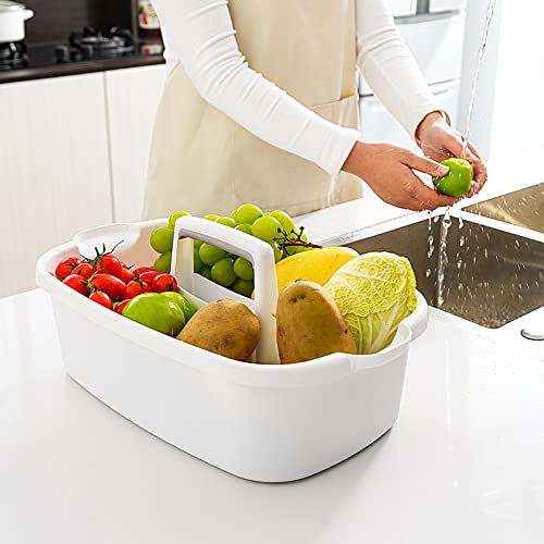 Goderewild Multi-Purpose Plastic Cleaning Caddy with Handle, Shower Caddy Organizer/Storage Basket/Totes Portable for Bathroom Supplies, Cleaning Products, Under Sink Tool, Housekeepers (White) - color: White, size: 1 Pack