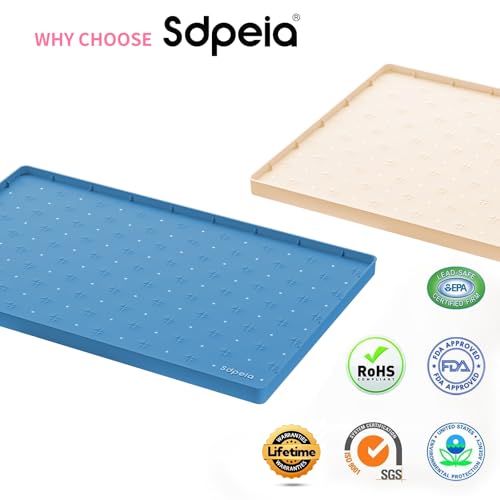Sdpeia Under Sink Mat 22"×14" Waterproof Silicone Cabinet Liner & Sink Protector for Kitchen & Bathroom, Multi-Purpose Organizers Tray for Pets, Laundry, Cat Litter Mat - color: Ocean Blue, size: 14"W x 22"L