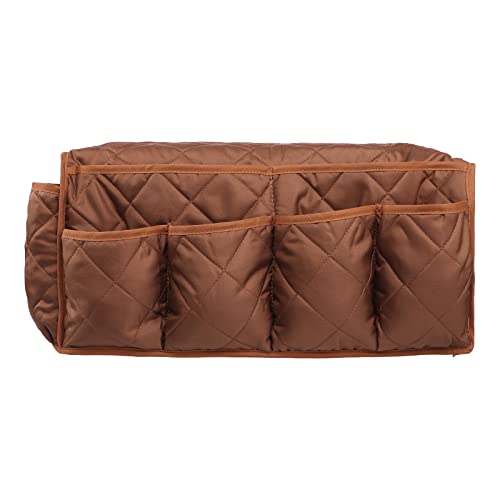 Sofa Armrest Organizer, Couch Armchair Caddy Bedside Hanging Pouch Storage Bag, 14-Pocket Waterproof Durable Storage Bag, Suitable for Tablets, Phones, Magazine, TV Remote Control, Coffee - color: Coffee