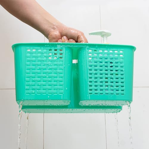 Tiawudi Portable Shower Caddy, Caddy Organizer with Handle, Plastic Shower Basket Hold Soap, Shampoo, Hair Supplies and Beauty Products, Cleaning Supplies Organizer for Home, Dorm, Shelf and Cabinet - color: Pistachio