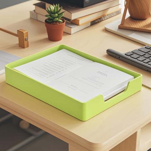 Letter-Size Tray, 2 PCS A4 Plastic Stackable Paper Tray, Desk Drawer Organizer for Office, School, Home Storage (2X Green) - color: 2x Green
