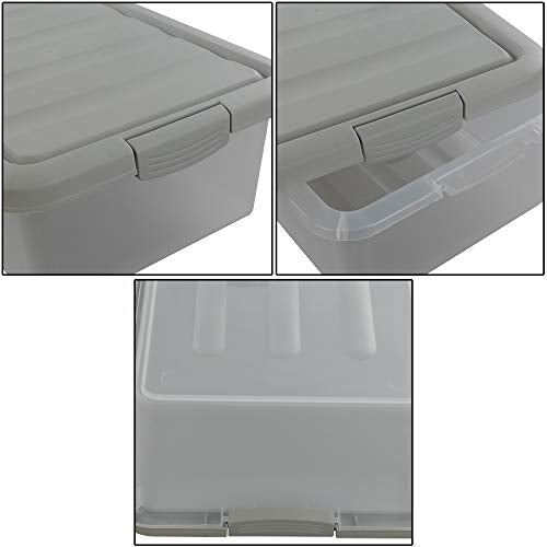 14 Quart Plastic Storage Box, Clear Storage Bin with Lid, 2 Packs - color: Grey