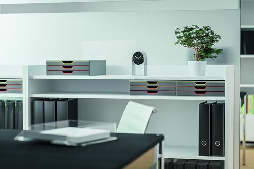 Durable Varicolor 3 Drawer Unit - Gray Desktop Drawer Set with 3 Color Coded Draws - Letter to Folio Size Files - Perfect for Storing Documents and Paper Work - style: 3-Drawer