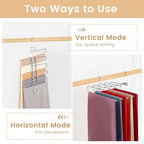 Pants Hangers Space Saving,Closet Hangers 5 Layers 2 Uses Multi Functional Pants Rack,Metal Heavy Duty Wardrobe Organizer Racks for Clothes Trousers Scarves Ties (Silver) - color: Silver