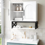 DreamDashio Bathroom Cabinet Wall Mounted with Doors, Adjustable Shelves and Open Shelf, Medicine Cabinet Over The Toilet, Wall Cabinet, Storage Cabinet for Bathroom, Laundry Room, Toilet, White - size: 23.6"H x 23.6"W x 9.8"D