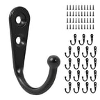 20 Pcs Small Key Hooks for Hanging, Key Holder, Wall Mount Hook with Stainless Steel Screws, Command Hooks Utility Hangers for Key, Hat, Cup, Coat, Picture (Black) - color: Black