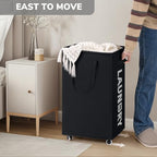 Goodpick Black Laundry Hamper with Wheels, 75L Dirty Clothes Hamper with Removable Wash Bag for Laundry Room, Rolling Laundry Basket - color: Black 1-Pack