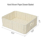 Drawer basket Handwoven Paper Rope Rectangular Shallow Basket Storage-15.35X12.01X4.72 Inches (Off-white) - color: Off-white