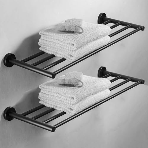 30 Inch Bathroom Towel Rack, Hotel Style Towel Racks for Bathroom Wall Mounted, Modern Towel Bar Rack, 2-Tier Towel Shelves, Black - color: Black, size: 30 Inches