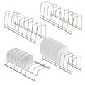 4 Pack Pot Lid Organizer for Cabinet with Plate Drying Rack, Stainless Steel Pot Lid Holder for Kitchen, Small Dish Drainer, Serving Trays Container, Counter Storage Shelf for Pans Pots Cutting Boards