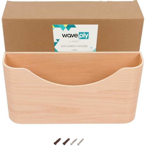 Wood Wall Mounted Document Holder. Office File Organizer. Hallway Mail Organizer. Folder Rack. Magazine Storage Caddy (Maple)