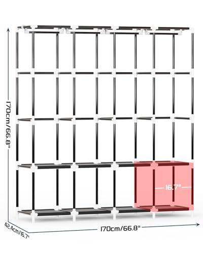 Mavivegue Clothes Organizer with 4 Hanging Rods, Portable Closet Wardrobe, Non-Woven Fabric Cover, Large Capacity Storage for Bedroom and Living Room,Black, 67" W x 17" D x 67" H - color: Black, size: 67"W x 17"D x 67"H