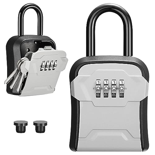 Puroma Lock Box, Key Lock Box Wall Mount & Portable Combination Lockbox with Resettable Code, Security Lockbox for Outside House Keys, Apartment Realtors Spare Keys Storage (1 Pack, Gray) - color: Gray