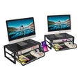 Ekisemio 2-Pack 2-Tier Monitor Stand Riser with Drawer, Metal Computer Desk Organizer for Home Office, Black