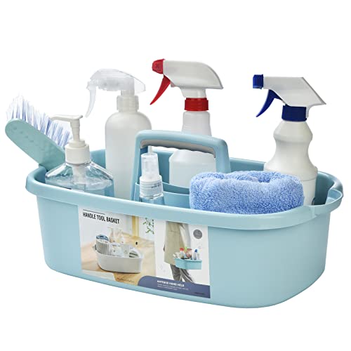 ALINK Large Plastic Shower Caddy Tote, Portable Storage Caddy Basket Organizer with Handle for Dorm, Bathroom, Tool, Garden, Kitchen, Cleaning Supplies – Blue - color: Blue