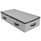 AMJ Large Sturdy Underbed Storage Box with Zip Lid, Rigid Sturdy Plastic Board inside, Handles on all sides, Dark Gray - color: Dark Gray, size: 35.5 x 16.5 x 7“