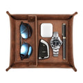 SITHON Valet Tray Desktop Storage Organizer, Removable 2 Compartments Catchall Tray Bedside Vanity Nightstand Caddy Holder Desk Storage Plate, Valentine's Day Gift, Brown - color: Brown