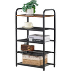 5-Tier Shoe Rack, with Heavy-Duty Metal Grid, Rustic Wooden Top, & Metal Guardrails - Transform Your Space with Style and Functionality Living Room, Kitchen, Bedroom, Garage, & Bathroom - size: 17.32" X 10.24" X 29.13"