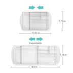 BINO | 7-Section Expandable Plastic Drawer Organizer | Makeup Storage | Space-Saving Makeup Storage | BPA - Free Material | Home Essential | Bathroom Vanity Organizer | Cosmetic