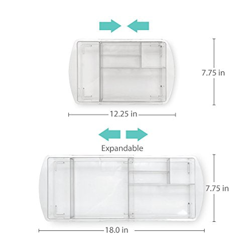 BINO | 7-Section Expandable Plastic Drawer Organizer | Makeup Storage | Space-Saving Makeup Storage | BPA - Free Material | Home Essential | Bathroom Vanity Organizer | Cosmetic