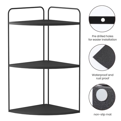 Forest Angle Bathroom Counter Organizer,Countertop Organizer,Vanity Organizers,Bathroom Storage,Bathroom Sink Caddy,Counter Shelf,Corner Counter,Corner Shelves(Black) - color: Black 3 Tier
