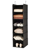 MAX Houser 6 Tier Shelf Hanging Closet Organizer, Closet Hanging Shelf with 2 Sturdy Hooks for Storage, Foldable (Black) - color: Black