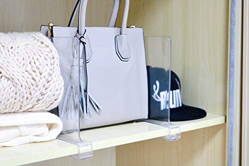 CY craft Acrylic Shelf Dividers for Closets,Wood Shelf Dividers, 4 PCS Clear Shelf Separators,Perfect for Clothes Organizer and Bedroom Kitchen Cabinets Shelf Storage and Organization - color: Clear 4 Pcs