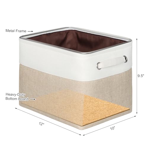 Kntiwiwo Foldable Storage Bin Collapsible Fabric Storage Basket Cube with Durable Handles Closet Organizer Bins for Organizing Shelves Drawers, Set of 3, 12" x 10" x 9.5", Beige - color: Beige, size: 12" x 10" x 9.5"