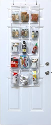 Simple Houseware 2-Pack Clear Over the Door Hanging Pantry Organizer (52" x 18") with 15 Pockets Each, Cabinet Hanging Storage for Kitchen