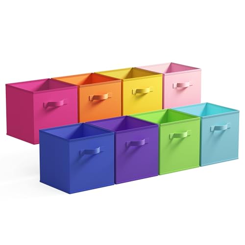 GRANNY SAYS 11 Inch Cube Storage Bins, Colorful Cube Storage Organizer, Fabric Storage Bins, Storage Cubes for Shelves, Closet, Toy Storage Bins for Kids Room, Play Room, Rainbow, 8-Pack - color: Rainbow, size: 11 Inch-8 Pack