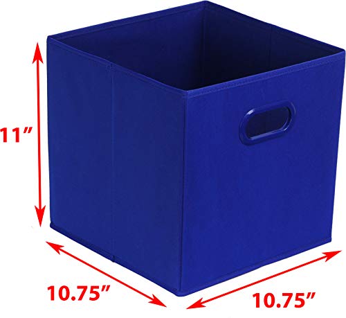 Simple Houseware Foldable Cube Storage Bins with Handles, 11-Inch, Dark Blue, 6-Pack, Fabric Cubes Organizer for Closet or Shelves - color: Dark Blue